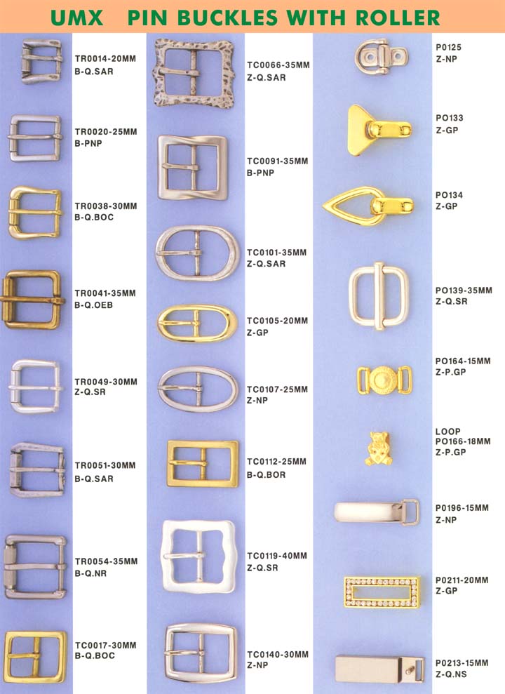large picture of pin buckles series with roller or central bar