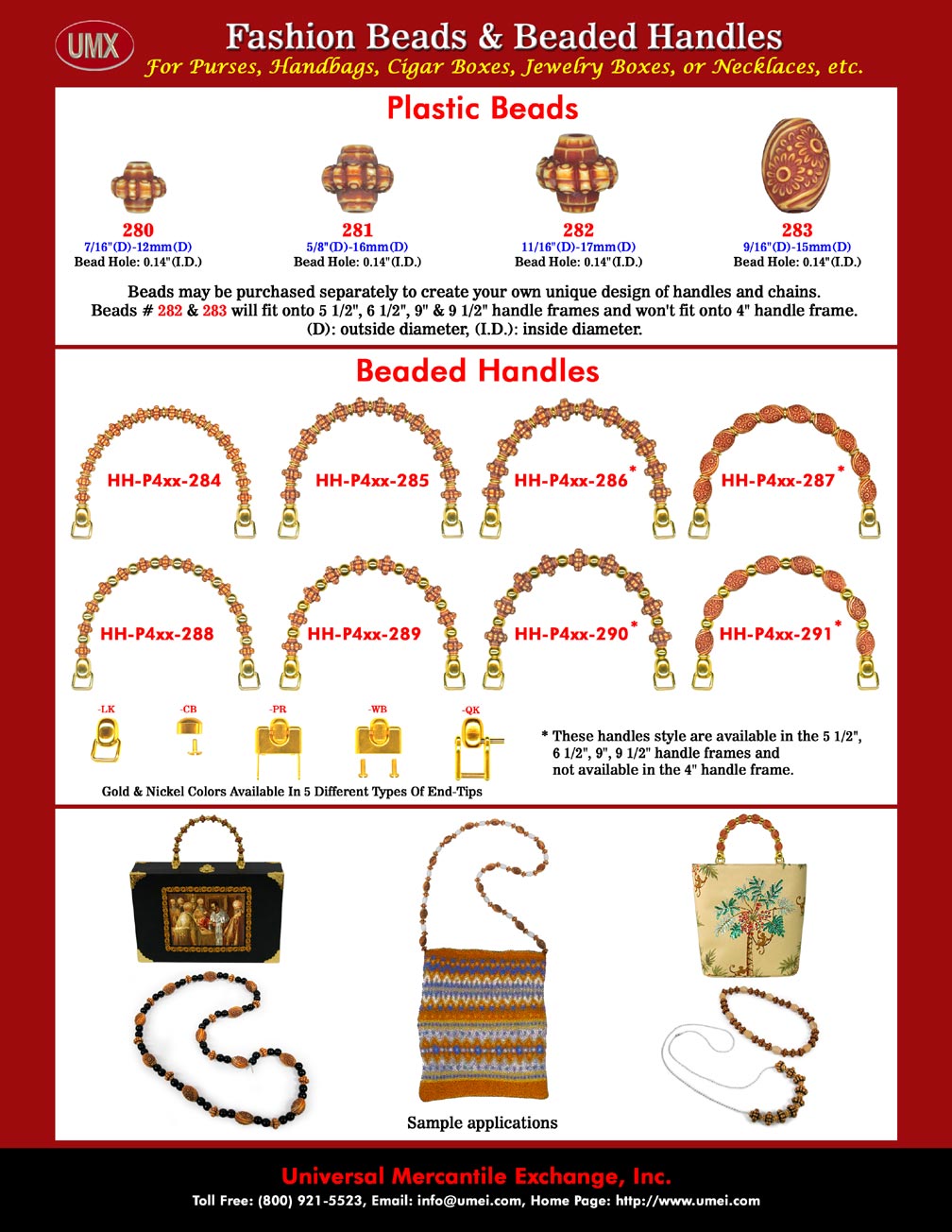 Catalogue - Antique Beads or Bone Style Beads Beaded Purse Handles - HH-Pxx-284-291: Fashion Handbag Hardware