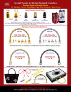 Metal Bamboo Handles, Metal Beaded Handbag Handle, Bamboo Inspired Handbag Handle: Beaded Handbag Hardware Supplies