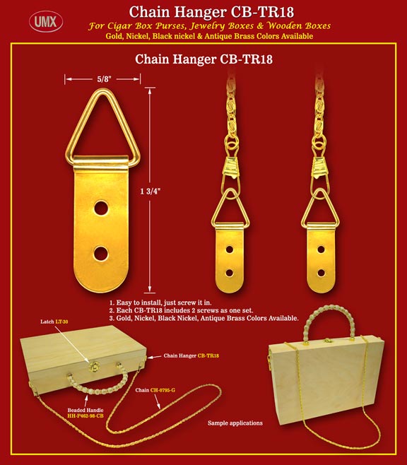 CB-TR18 Metal Chain Hangers With Screws For Cigar Box, Jewely Box, Wood Boxes Hardware Accessory