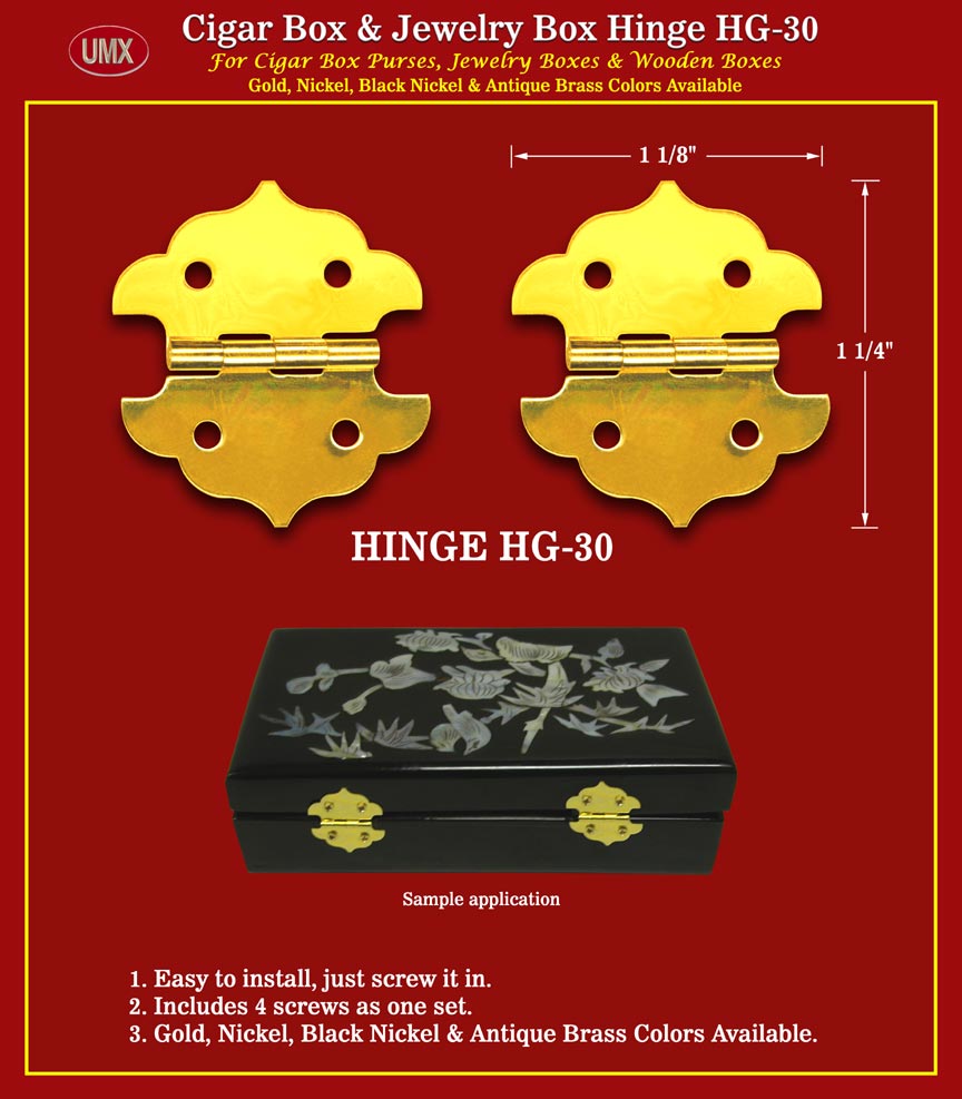 HG-30 Metal Hinge With Screws For Cigar Box, Jewely Box, Wood Boxes Hardware Accessory