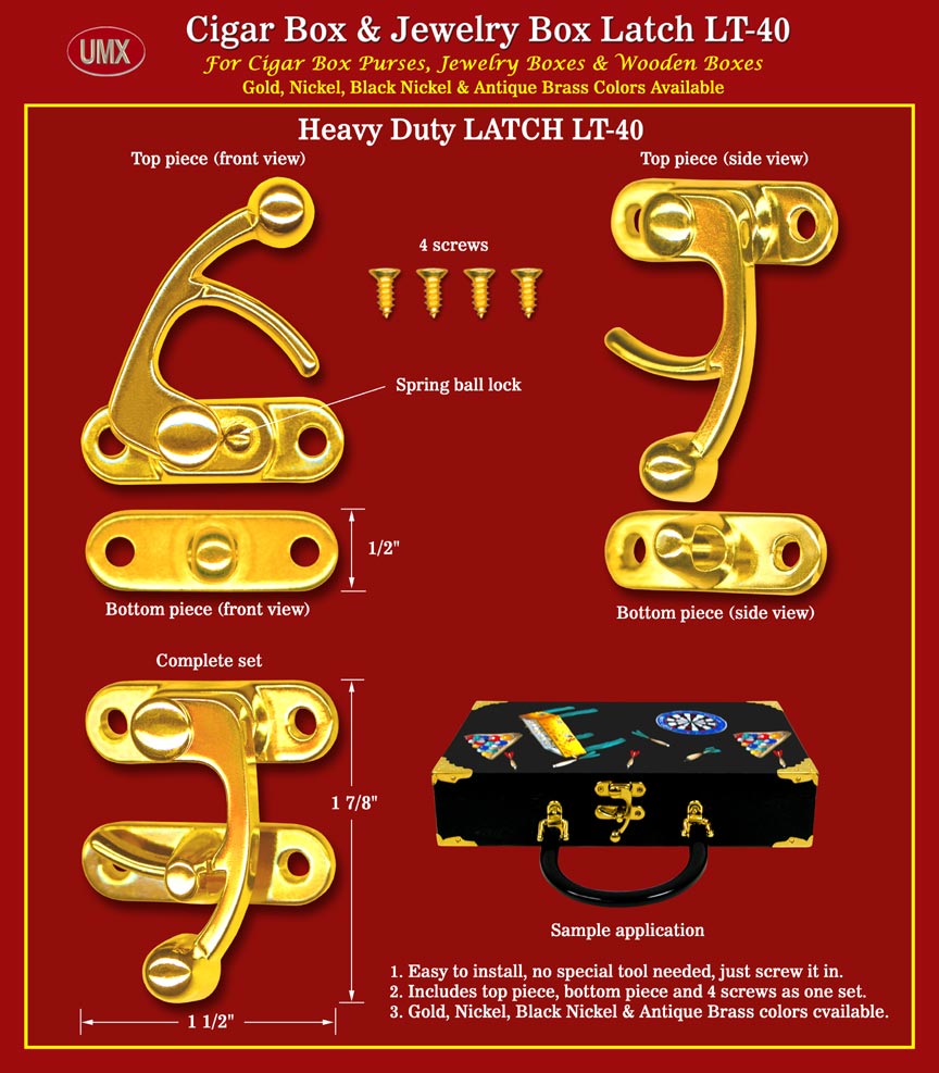 The LT-40 latches can be used as cigar box latch, doo latch or tool box latches.