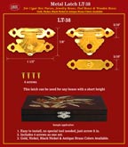 Wooden Box Latches LT-38 With Screws - Good For Jewelry Boxes with Short Height.