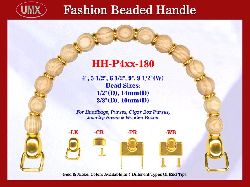 Beaded Designer Handbag Handle HH-P4xx-180 For Cigar Purse, Wooden Box
