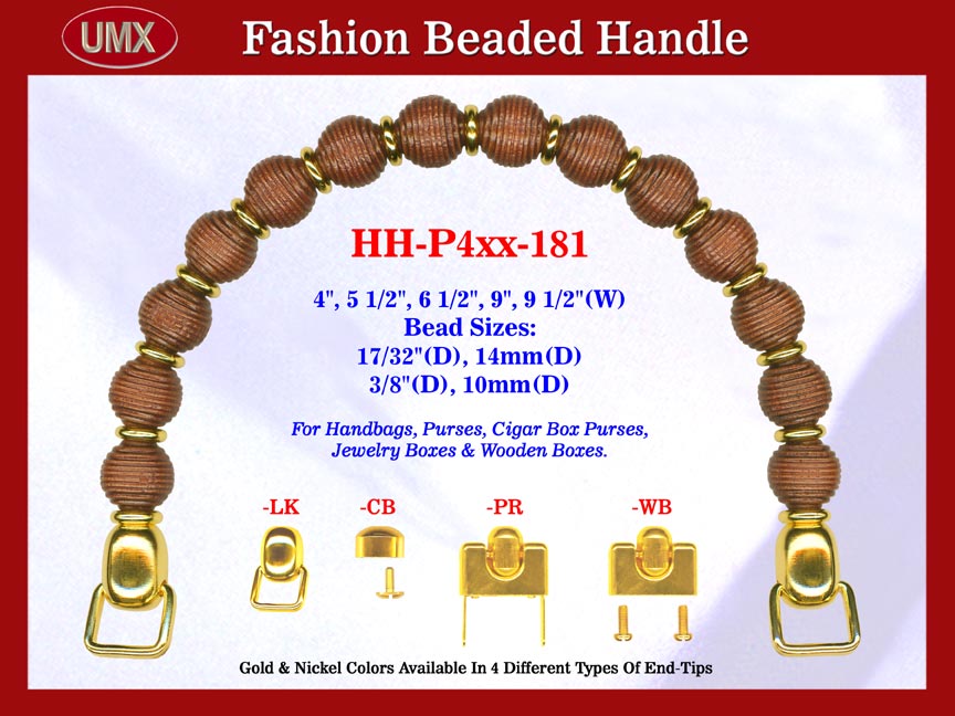 Beaded Designer Handbag Handle HH-P4xx-181 For Cigar Purse, Wooden Box