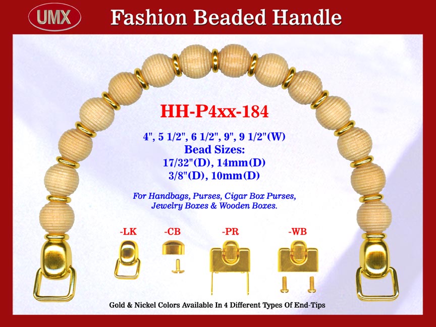 Beaded Designer Handbag Handle HH-P4xx-184 For Cigar Purse, Wooden Box