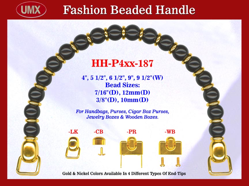 Beaded Designer Handbag Handle HH-P4xx-187 For Cigar Purse, Wooden Box