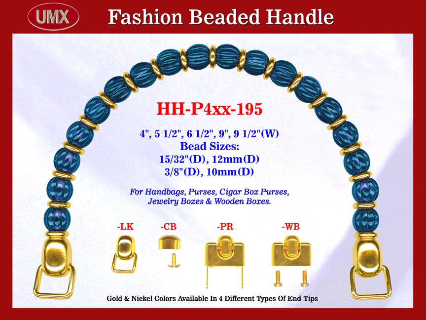 Beaded Designer Handbag Handle HH-P4xx-195 For Cigar Purse, Wooden Box