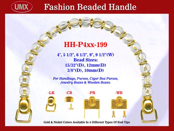 Beaded Designer Handbag Handle HH-P4xx-199 For Cigar Purse, Wooden Box