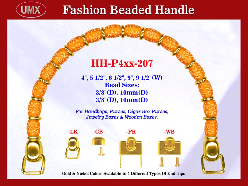 Beaded Designer Handbag Handle HH-P4xx-207 For Cigar Purse, Wooden Box