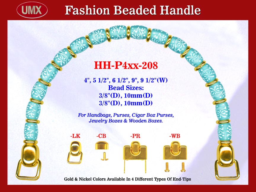 Beaded Designer Handbag Handle HH-P4xx-208 For Cigar Purse, Wooden Box