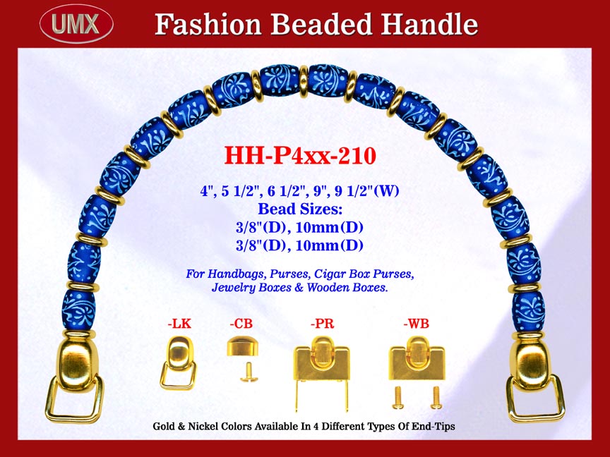 Beaded Designer Handbag Handle HH-P4xx-210 For Cigar Purse, Wooden Box
