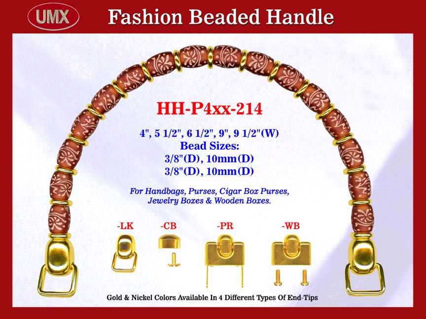 Beaded Designer Handbag Handle HH-P4xx-214 For Cigar Purse, Wooden Box