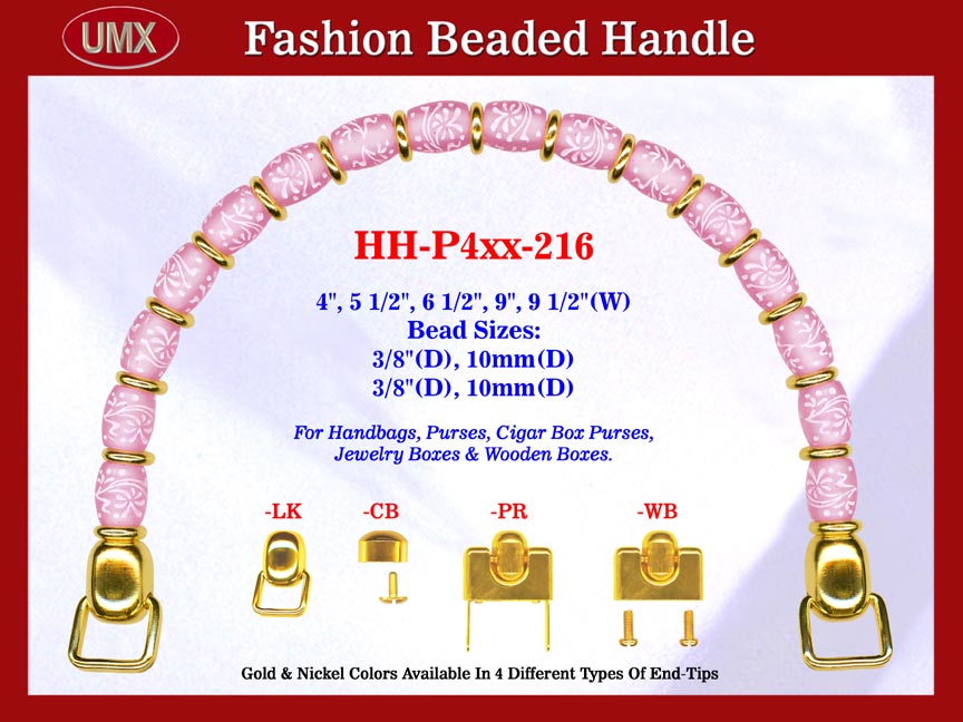 Beaded Designer Handbag Handle HH-P4xx-216 For Cigar Purse, Wooden Box