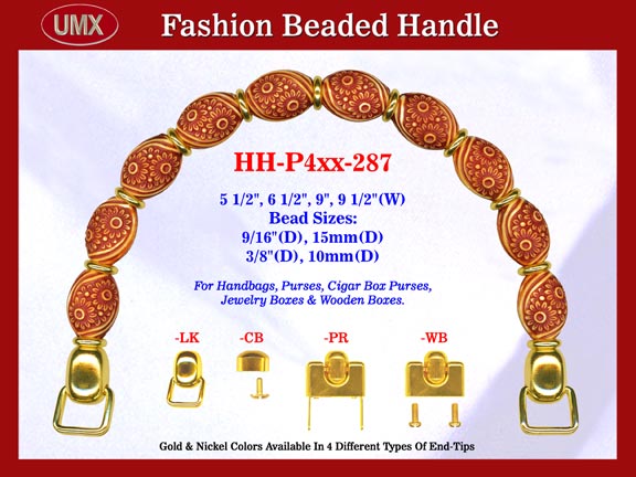 Designer Handbag Hardware - Beaded Purse Handles - HH-Pxx-287 with Antique or Bone Style Beads