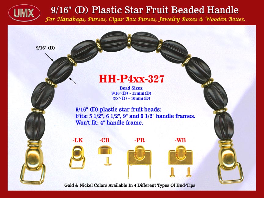 Cigar Purse Handle: Cigar Box Purse Handle, Star Fruit Beads Beaded Handle: Cigar Purse Handles - HH-Pxx-327