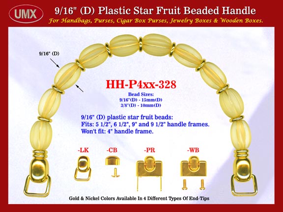 Cigar Purse Handle: Cigar Box Purse Handle, Star Fruit Beads Beaded Handle: Cigar Purse Handles - HH-Pxx-328