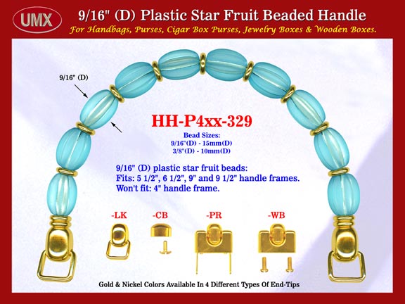 Cigar Purse Handle: Cigar Box Purse Handle, Star Fruit Beads Beaded Handle: Cigar Purse Handles - HH-Pxx-329