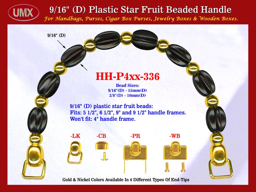 Wood Box Purse Handle: Wooden Box Handles, Star Fruit Beads Wooden Box Purse Handle: Wood Box Purse Handles - HH-Pxx-336