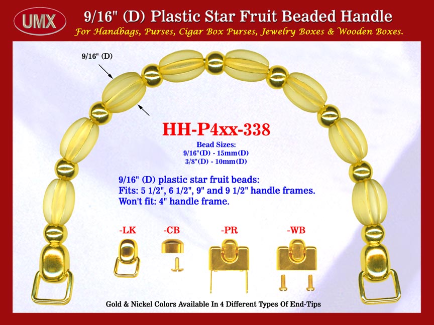 Wood Box Purse Handle: Wood Box Handles, Star Fruit Beads Wood Box Purse Handle: Wood Box Purses Handles - HH-Pxx-338