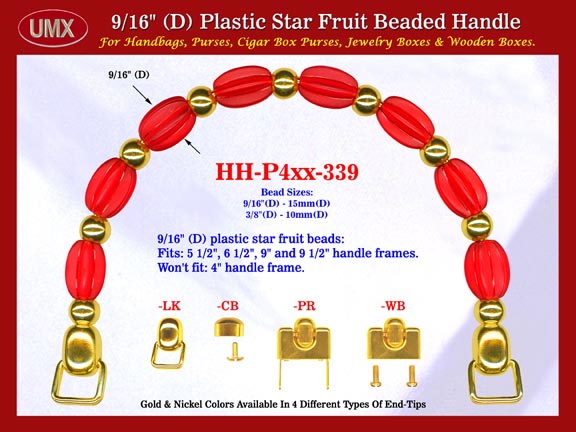 Cigar Box Handle: Cigar Purse Handle, Star Fruit Beads Beaded Box Handles: Box Purse Handle - HH-Pxx-339