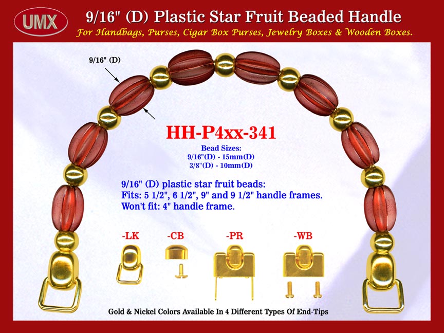 Cigar Purse Handle: Cigar Box Purse Handle, Star Fruit Beads Beaded Handle: Cigar Purse Handles - HH-Pxx-341