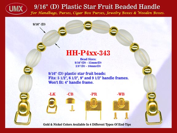 Cigar Purse Handle: Cigar Box Purse Handle, Star Fruit Beads Beaded Handles: Cigar Purse Handle - HH-Pxx-343