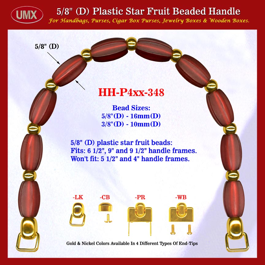 Wholesale Cigar Purse Handle, Wood Cigar Purse Star Fruit Beads Handle: Wooden Cigar Purse Handles - HH-Pxx-348