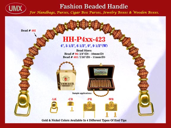 Bicone Behive Beads and Round Spacer Beads: HH-Pxx-423 Beaded Handles For Wholesale Handbags Making Supply