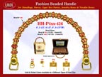HH-Pxx-426 Beaded Handle with Carved Lantern Beads and Gold Spacer Beads For Wholesale Handbag Making Supplies