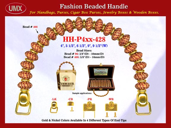 Saucer Bali Beads and Round Metal Spacer Beads: HH-Pxx-428 Beaded Handles For Wholesale Handbags Making Supply