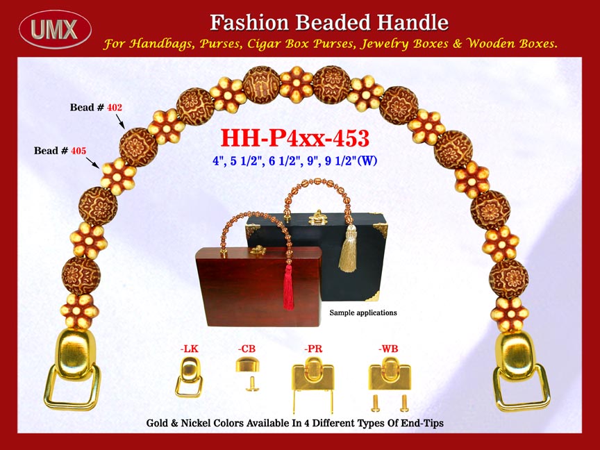 The wholesale purses handles are fashioned from mixed designed round Bali beads and flower Bali beads.
