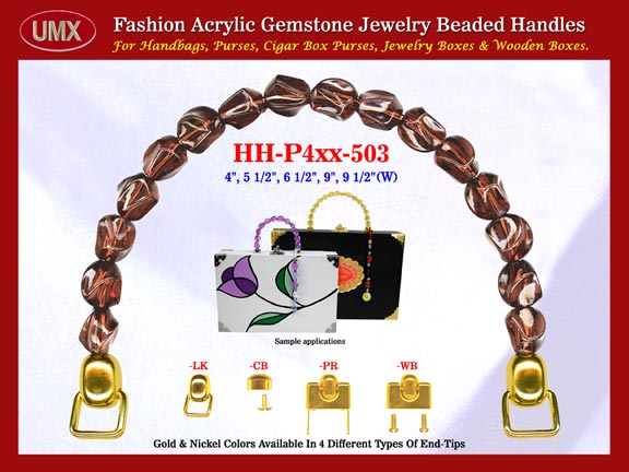 We are supplier of womens handbag making hardware accessory. Our womens wholesale handbags handles are fashioned from gemstone garnet beads - acrylic gemstone beads.