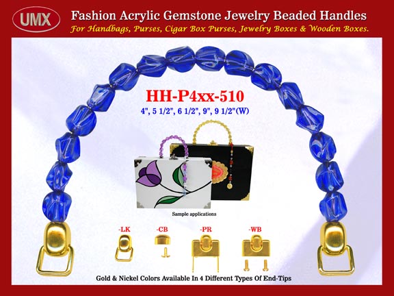 We are supplier of women's handmade purse making hardware accessory. Our wholesale women's handmade purse handles are fashioned from deep Topaz gemstone beads - acrylic gemstone beads.