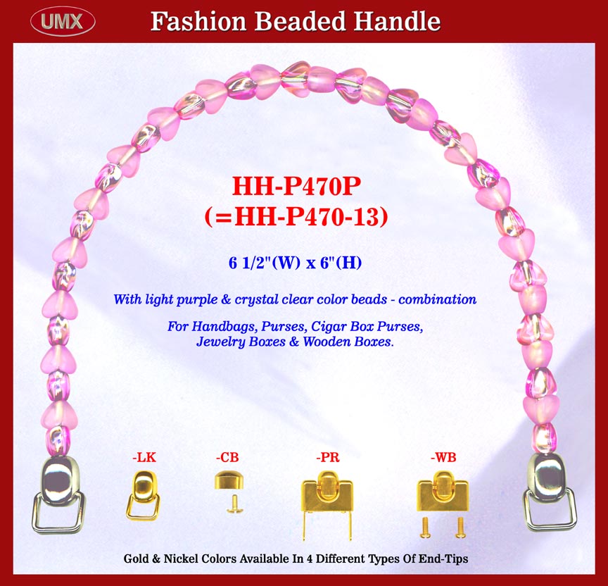 Large picture of beaded handbag handle hh-p470p