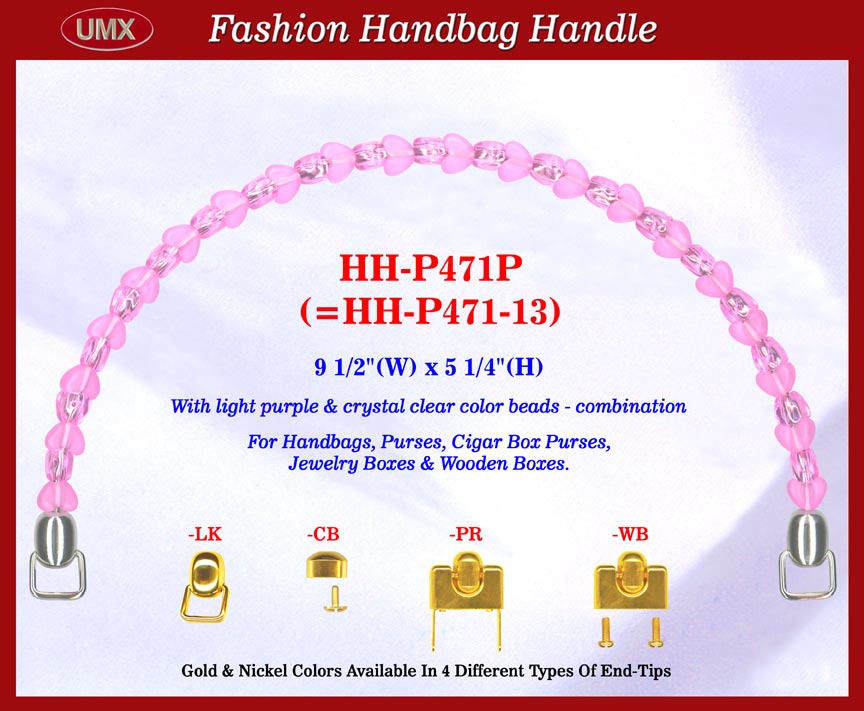 Large picture of beaded handbag handle hh-p471p