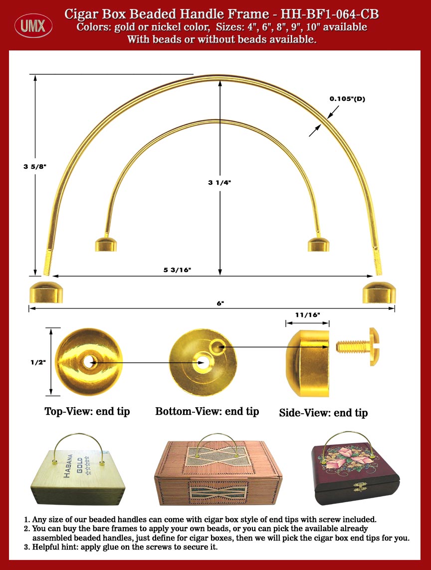 Cigar box Handles: Cigarbox Handle: Beaded Metal Handle for Fashion Cigar box Purses
and Handbags