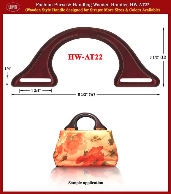 Red Wood Color Fashion Purse and Handbag Handle - Handmade Half-Ring Wooden
HW-AT22