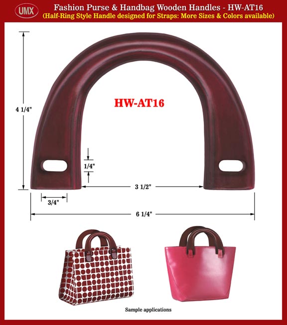 UMX Fashion Purse and Handbag Wooden Handle - Hand made Half-Ring Wood HW-AT16