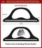 Black Color Fashion Purse and Handbag Handle - Hand made Half-Ring Wooden