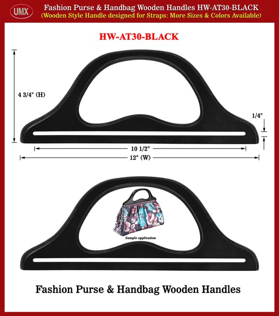 Wood Fashion Purse and Handbag Handle - Hand made Half-Ring Wooden HW-AT30-BLACK-COLOR