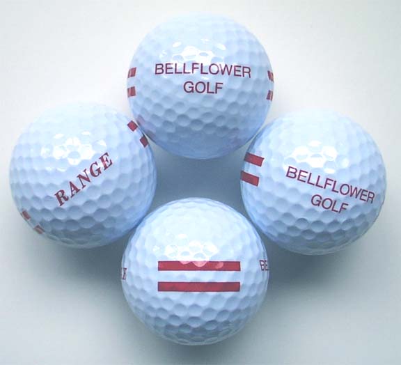 Bell Flower Driving Range logo golf balls