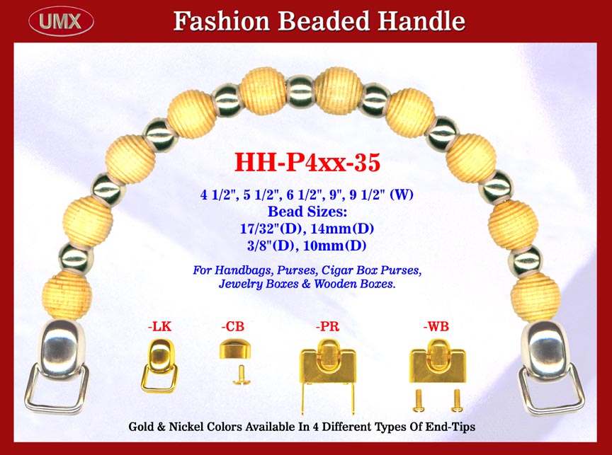 Nickel Color Model: HH-P4xx-35 Stylish Wood Beads Purse Handle For Wood Jewelry Box handbag, Cigar
Box Purse and Cigarbox