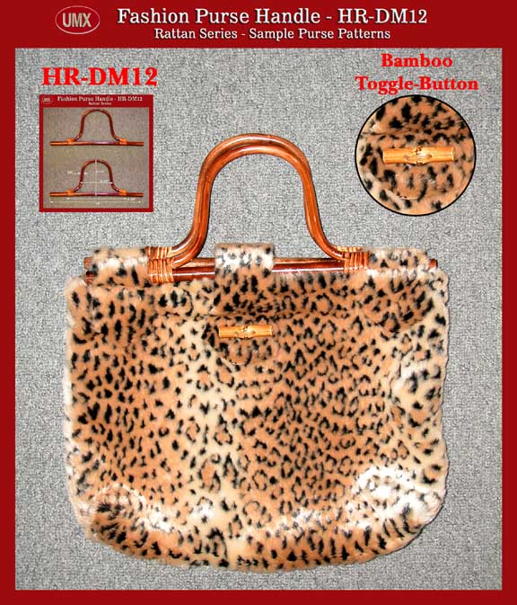 Fashion Designer Handbag and Purse Patterns - HR-DM Rattan Handles and Baboo Toggle-Buttons Handles - Pattern 1